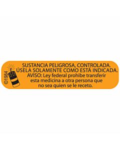 Communication Label (Paper, Permanent) Sustancia Peligrosa 1 9/16" x 3/8" Orange - 500 per Roll, 2 Rolls per Box