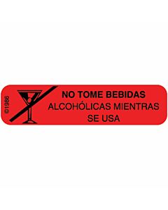 Communication Label (Paper, Permanent) No Tome Bebidas 1 9/16" x 3/8" Red - 500 per Roll, 2 Rolls per Box