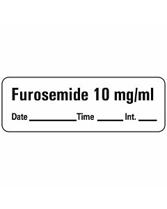 Anesthesia Label with Date, Time & Initial (Paper, Permanent) Furosemide 10 mg/ml 1 1 1/2" x 1/2" White - 600 per Roll