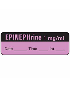 Anesthesia Label with Date, Time & Initial (Paper, Permanent) Epinephrine 1 mg/ml 1 1 1/2" x 1/2" Violet - 600 per Roll