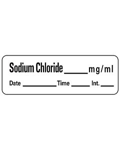 Anesthesia Label with Date, Time & Initial (Paper, Permanent) Sodium Chloride 1 1/2" x 1/2" White - 600 per Roll