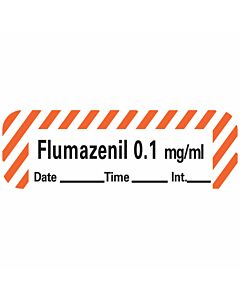 Anesthesia Label with Date, Time & Initial (Paper, Permanent) Flumazenil 0.1" mg/ml 1 1 1/2" x 1/2" White with Fluorescent Red - 600 per Roll