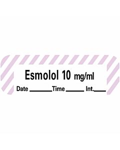 Anesthesia Label with Date, Time & Initial (Paper, Permanent) Esmolol 10 mg/ml 1 1 1/2" x 1/2" White with Violet - 600 per Roll
