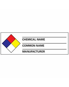 Hazard Label (Paper, Permanent) Chemical Name Common 3 1/2"x1 1/8" White - 1000 Labels per Roll
