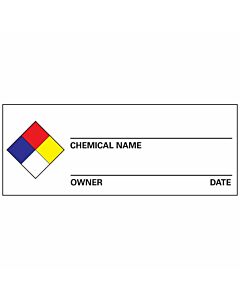 Hazard Label (Paper, Permanent) Chemical Name Owner 4"x1 1/2" White - 1000 Labels per Roll