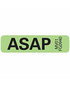 Lab Communication Label (Paper, Removable) Asap 1 1/4"x5/16" Fluorescent Green - 760 per Roll