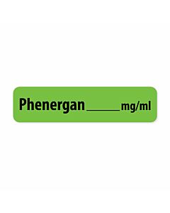 Label Paper Permanent Phenergan mg/ml, 1" Core, 1 1/4" x 5/16", Fl. Green, 760 per Roll