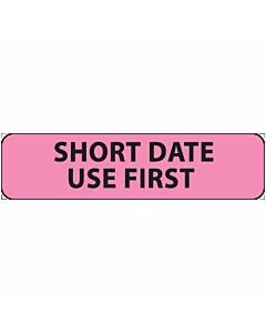 Label Paper Removable Short Date Use, 1" Core, 1 1/4" x 5/16", Fl. Pink, 760 per Roll