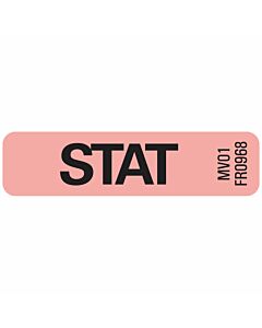 Lab Communication Label (Paper, Permanent) Stat 1 1/4"x5/16" Fluorescent Red - 760 per Roll