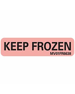 Lab Communication Label (Paper, Permanent) Keep Frozen 1 1/4"x5/16" Fluorescent Red - 760 per Roll