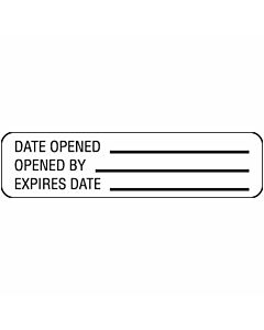 Label Paper Removable Date Opened Opened By, 1" Core, 1 1/4" x 5/16", White, 760 per Roll