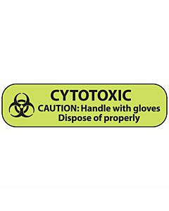 Label Paper Permanent Cytotoxic Caution: 1" Core 1 7/16"x3/8" Fl. Chartreuse 666 per Roll
