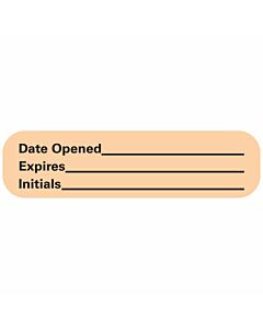 Label Paper Removable Date Opened Expires, 1" Core, 1 7/16" x 3/8", Fl. Orange, 666 per Roll
