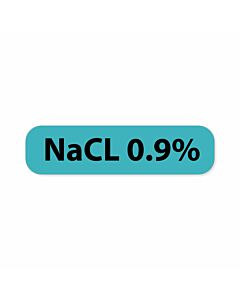 Label Paper Permanent NaCL 0.9, 1" Core, 1 7/16" x 3/8", Blue, 666 per Roll