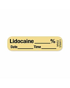 Label Paper Removable Lidocaine % Date Time, 1" Core, 1 7/16" x 3/8" , Tan, 666 per Roll