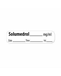 Label Paper Removable Solumedrol mg/ml, 1" Core, 1 7/16" x 3/8", White, 666 per Roll