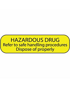 Label Paper Permanent Hazardous Drug Refer 1" Core 1 7/16"x3/8" Yellow 666 per Roll