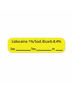 Label Paper Permanent Lidocaine 1%/sod, 1" Core, 1 7/16" x 3/8", Yellow, 666 per Roll