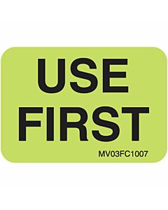 Lab Communication Label (Paper, Removable) Use First 1 7/16"x1 Fluorescent Chartreuse - 666 per Roll