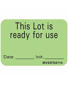 Lab Communication Label (Paper, Removable) This Lot Is 1 7/16"x1 Fluorescent Green - 666 per Roll