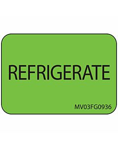 Label Paper Removable Refrigerate, 1" Core, 1 7/16" x 1", Fl. Green, 666 per Roll