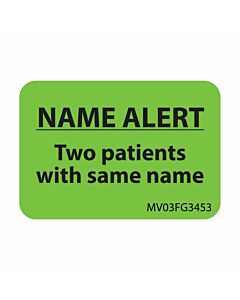 Label Paper Removable Name Alert Two, 1" Core, 1 7/16" x 1", Fl. Green, 666 per Roll