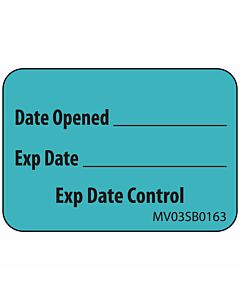 Label Paper Removable Date Opened Exp Date, 1" Core, 1 7/16" x 1", Blue, 666 per Roll