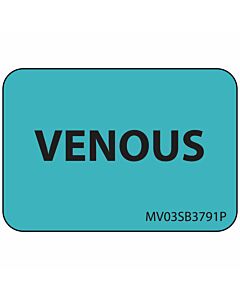 Label Paper Permanent Venous, 1" Core, 1 7/16" x 1", Blue, 666 per Roll