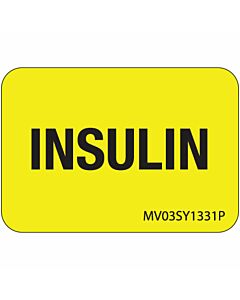 Label Paper Permanent Insulin, 1" Core, 1 7/16" x 1", Yellow, 666 per Roll