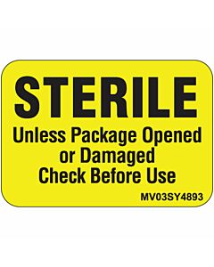 Label Paper Permanent Sterile Unless, 1" Core, 1 7/16" x 1", Yellow, 666 per Roll
