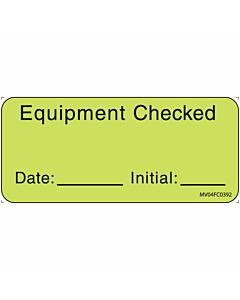 Label Paper Removable Equipment Checked, 1" Core, 2 1/4" x 1", Fl. Chartreuse, 420 per Roll