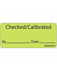 Label Paper Removable Checked/Calibrated, 1" Core, 2 1/4" x 1", Fl. Chartreuse, 420 per Roll