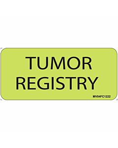 Label Paper Removable Tumor Registry, 1" Core, 2 1/4" x 1", Fl. Chartreuse, 420 per Roll
