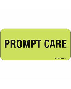 Label Paper Removable Prompt Care, 1" Core, 2 1/4" x 1", Fl. Chartreuse, 420 per Roll