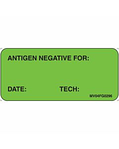 Label Paper Removable Antigen Negative, 1" Core, 2 1/4" x 1", Fl. Green, 420 per Roll