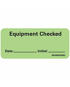 Label Paper Removable Equipment Checked, 1" Core, 2 1/4" x 1", Fl. Green, 420 per Roll