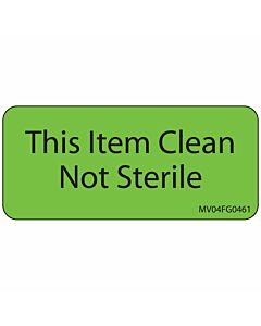 Label Paper Removable This Item Clean, 1" Core, 2 1/4" x 1", Fl. Green, 420 per Roll