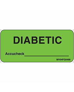 Label Paper Removable Diabetic Accucheck, 1" Core, 2 1/4" x 1", Fl. Green, 420 per Roll