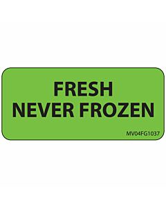 Label Paper Removable Fresh Never Frozen, 1" Core, 2 1/4" x 1", Fl. Green, 420 per Roll