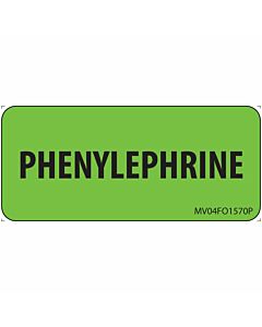 Label Paper Removable Phenylephrine, 1" Core, 2 1/4" x 1", Fl. Green, 420 per Roll