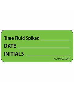 Label Paper Permanent Time Fluid Spiked, 1" Core, 2 1/4" x 1", Fl. Green, 420 per Roll