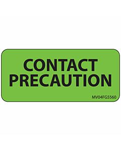 Label Paper Removable Contact Precaution, 1" Core, 2 1/4" x 1", Fl. Green, 420 per Roll