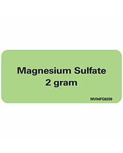 Label Paper Removable Magnesium Sulfate 2, 1" Core, 2 1/4" x 1", Fl. Green, 420 per Roll