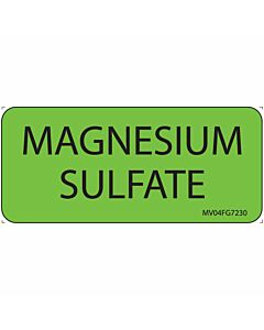 Label Paper Removable Magnesium Sulfate, 1" Core, 2 1/4" x 1", Fl. Green, 420 per Roll
