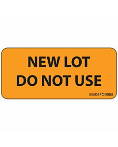 Label Paper Removable New Lot Do Not Use, 1" Core, 2 1/4" x 1", Fl. Orange, 420 per Roll