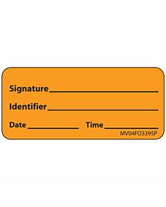 Label Paper Permanent Signature, 1" Core, 2 1/4" x 1", Fl. Orange, 420 per Roll