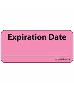 Label Paper Removable Expiration Date, 1" Core, 2 1/4" x 1", Fl. Pink, 420 per Roll