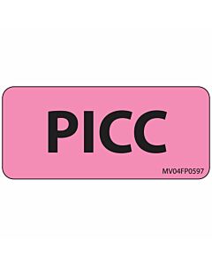 Label Paper Removable PICC, 1" Core, 2 1/4" x 1", Fl. Pink, 420 per Roll