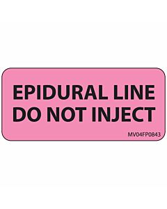 Label Paper Removable Epidural Line Do, 1" Core, 2 1/4" x 1", Fl. Pink, 420 per Roll
