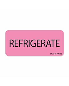 Lab Communication Label (Paper, Removable) Refrigerate 2 1/4"x1 Fluorescent Pink - 420 per Roll